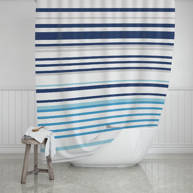Picture of BATHROOM CURTAIN WATER RESISTANT POLYESTER 180x200cm STRIPES
