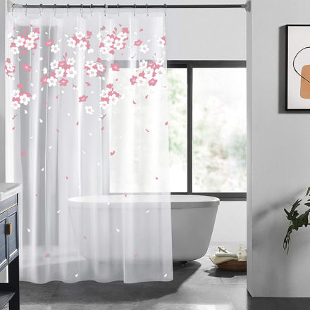 Picture of BATHROOM CURTAIN WATER RESISTANT PEVA FLORAL 180x180cm FLORAL 