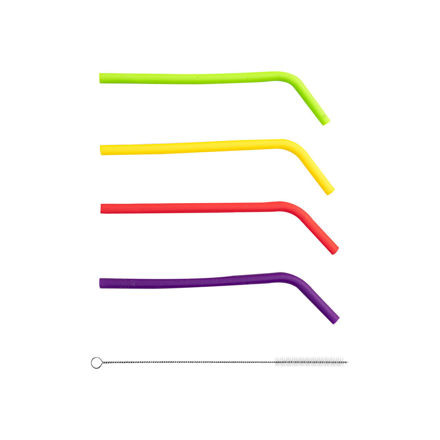 Picture of STRAWS SILICONE WITH CLEANING BRUSH 5 PIECES