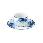 Picture of COFFEE CUP BLUE ROSE PORCELAIN 100ml WITH SAUCER