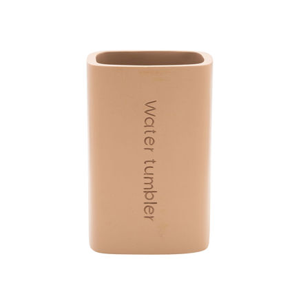 Picture of TOOTHBRUSH HOLDER TEXT POLYRESIN BEIGE 