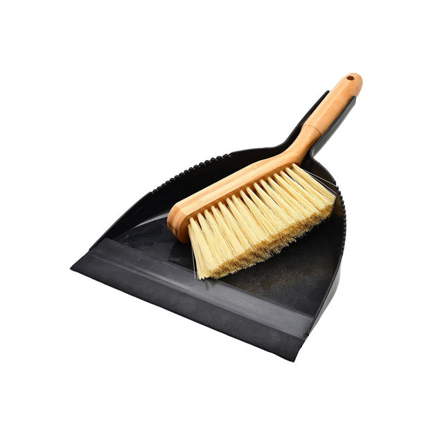 Picture of HAND DUST PAN & BRUSH BAMBOO ESSENTIALS BLACK