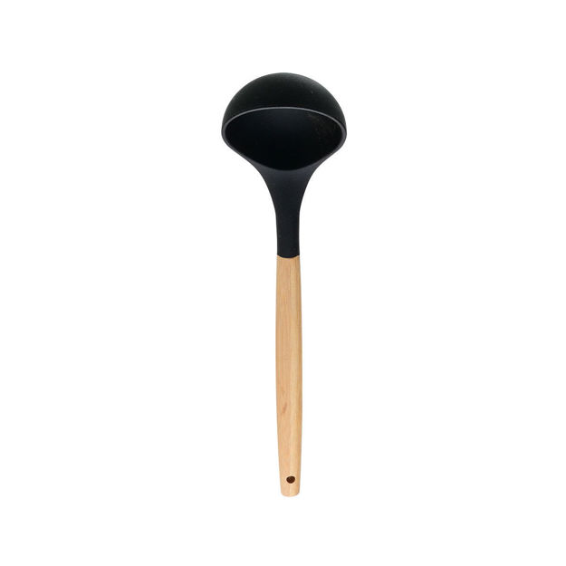 Picture of SOUP LADLE BAMBOO ESSENTIALS SILICONE BLACK 