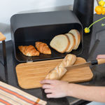 Picture of BREAD BOX BAMBOO ESSENTIALS METALLIC  34.5x19x17cm WITH LID BLACK