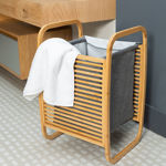 Picture of LAUNDRY BASKET BAMBOO ESSENTIALS 40x35x60.5cm WITH POLYESTER BAG 