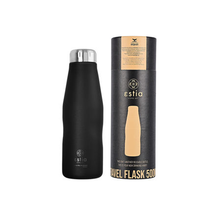 Picture of INSULATED BOTTLE TRAVEL FLASK SAVE THE AEGEAN 500ml MIDNIGHT BLACK