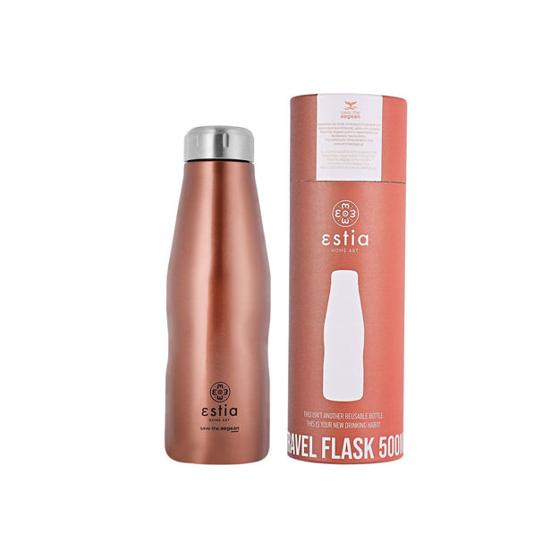 Picture of INSULATED BOTTLE TRAVEL FLASK SAVE THE AEGEAN 500ml ROSE GOLD
