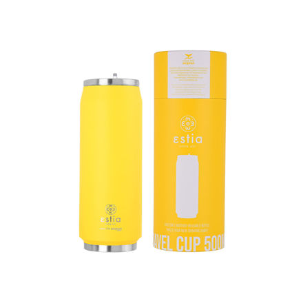 Picture of INSULATED TRAVEL CUP SAVE THE AEGEAN 500ml PINEAPPLE YELLOW