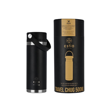 Picture of INSULATED BOTTLE TRAVEL CHUG SAVE THE AEGEAN 500ml MIDNIGHT BLACK